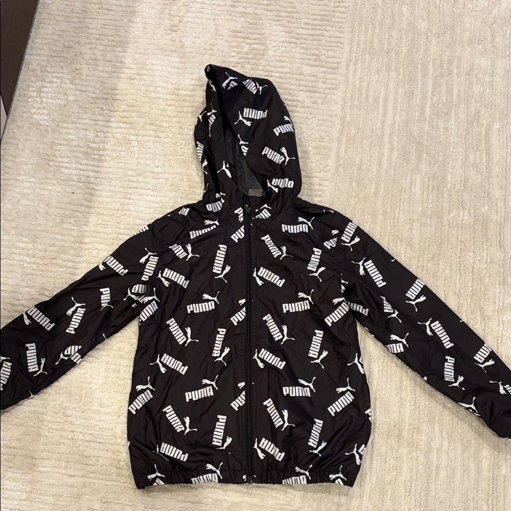 PUMA Kids Black and White Logo light windbreaker